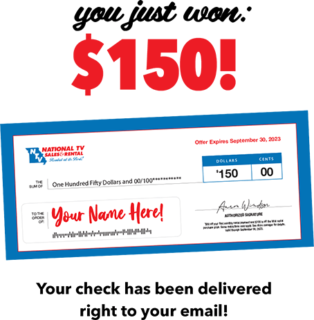 You just won: $150! Your check has been delivered right to your email!