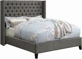 QUEEN GREY UPHOLSTERED BED