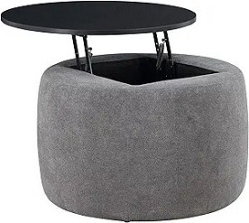 GREY/BLACK LIFT TOP OTTOMAN