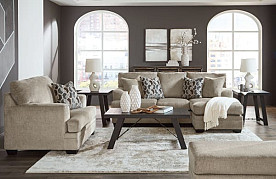 3PC STONEMEADE TAUPE SOFA CHAIR 1/2 W/OTTOMAN