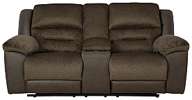 DORMAN TWO-TONE BROWN RECLINING LOVESEAT