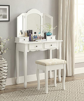 2-PC WHITE VANITY W/BENCH