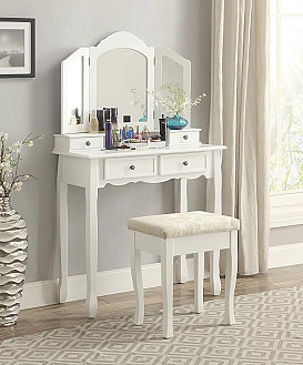                                                              							2-PC WHITE VANITY W/BENCH
                                                            						 