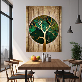 40X60 TEMPERED GLASS-GREEN TREE W/PINK LEAVES