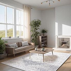 5X7 POSH GREY W/STARS AREA RUG