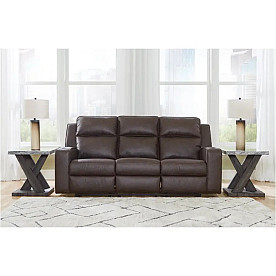 LAVENHORNE UMBER FAUX LEATHER RECLINING SOFA