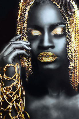 40X60 GLASS W/FOIL WOMAN GOLD HAIR RHINESTONES