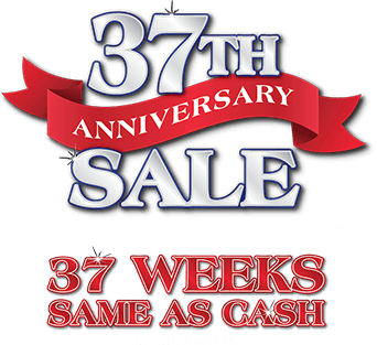 37th Anniversary Sale - 37 weeks same as cash on a new rental.