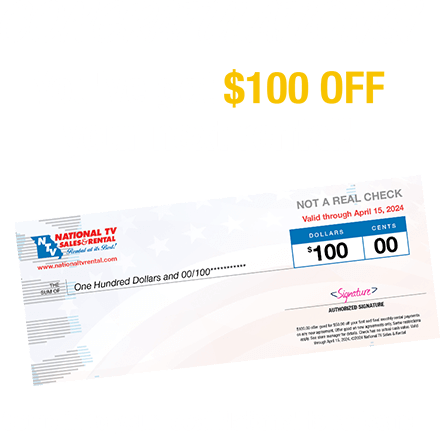 Congratulations! You've got $100 OFF your next rental! Come in to your local National to redeem!
