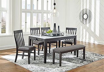 Flaybern Dining Table and 4 Chairs and Bench